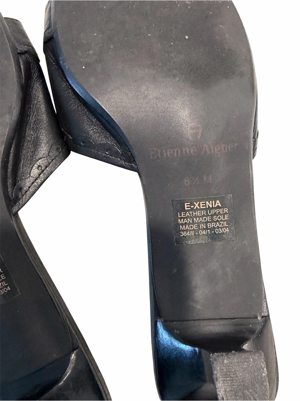 Etienne Aigner E-Xenia Black Leather Kitten Heel Toe Loop Sandal - Size: 6.5 - Picture 2 of 4